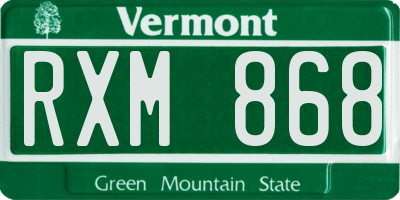 VT license plate RXM868
