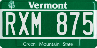 VT license plate RXM875