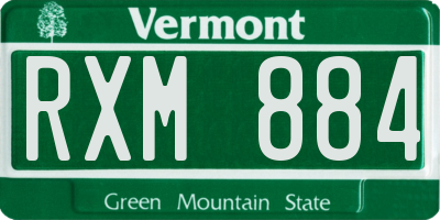 VT license plate RXM884