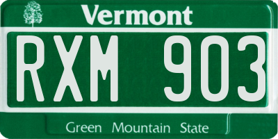 VT license plate RXM903