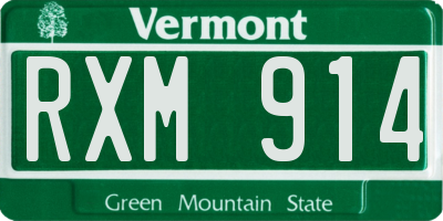 VT license plate RXM914