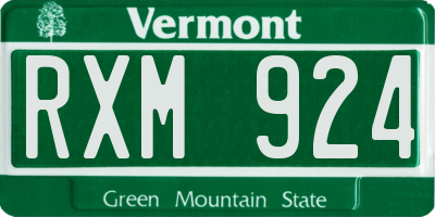 VT license plate RXM924