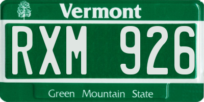 VT license plate RXM926