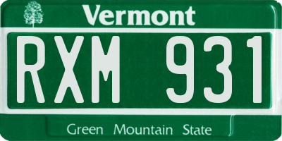 VT license plate RXM931