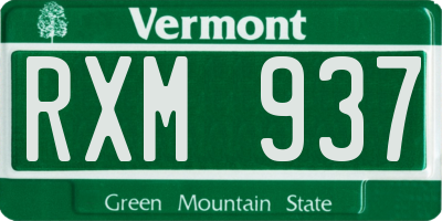 VT license plate RXM937