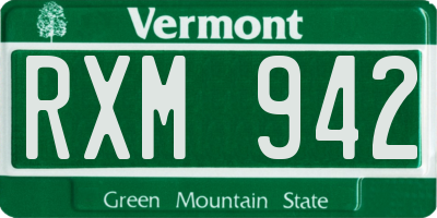 VT license plate RXM942