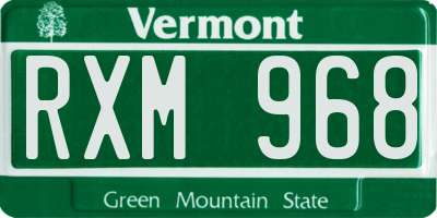 VT license plate RXM968