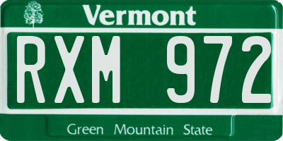 VT license plate RXM972