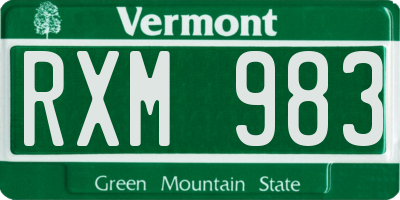 VT license plate RXM983