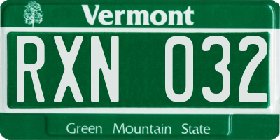 VT license plate RXN032