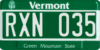 VT license plate RXN035