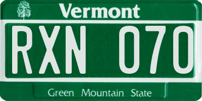 VT license plate RXN070