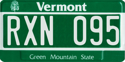 VT license plate RXN095