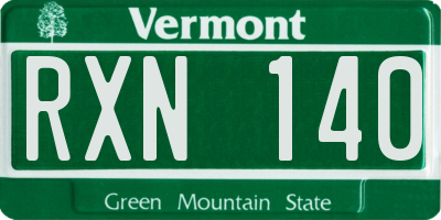 VT license plate RXN140