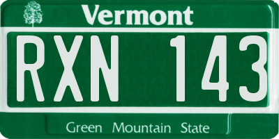 VT license plate RXN143