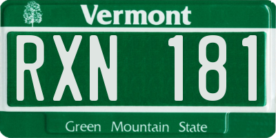 VT license plate RXN181