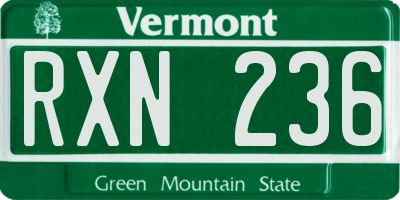 VT license plate RXN236