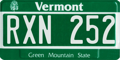 VT license plate RXN252