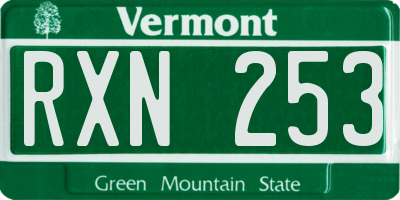 VT license plate RXN253
