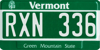 VT license plate RXN336
