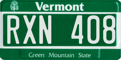 VT license plate RXN408