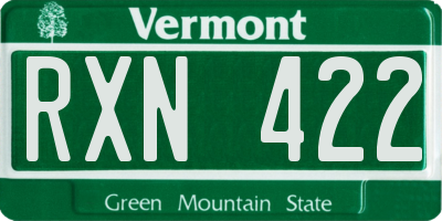VT license plate RXN422