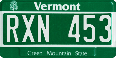 VT license plate RXN453