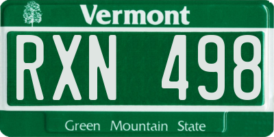 VT license plate RXN498