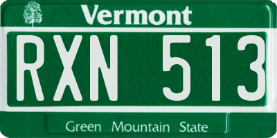 VT license plate RXN513