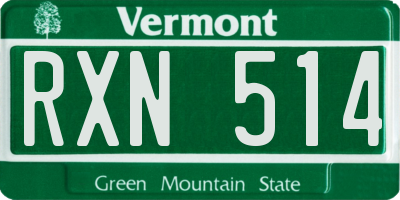 VT license plate RXN514