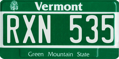 VT license plate RXN535