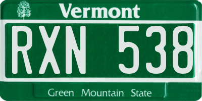VT license plate RXN538