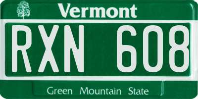 VT license plate RXN608