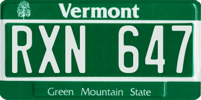 VT license plate RXN647