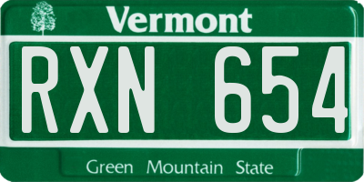 VT license plate RXN654