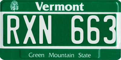 VT license plate RXN663