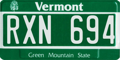 VT license plate RXN694