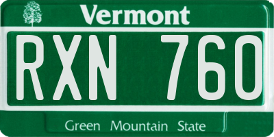 VT license plate RXN760