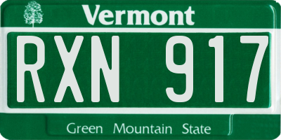 VT license plate RXN917