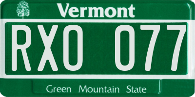 VT license plate RXO077