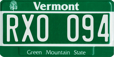 VT license plate RXO094