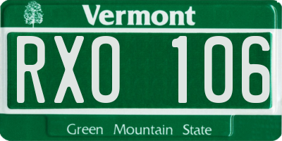 VT license plate RXO106