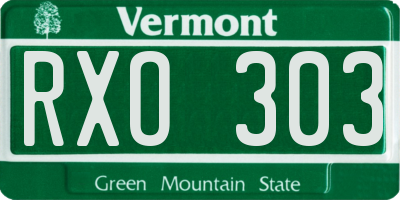 VT license plate RXO303