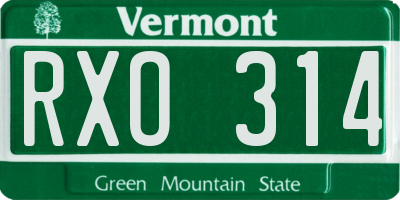 VT license plate RXO314