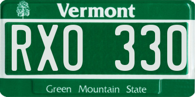 VT license plate RXO330