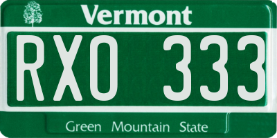 VT license plate RXO333
