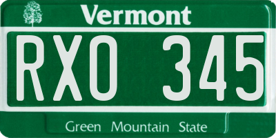 VT license plate RXO345