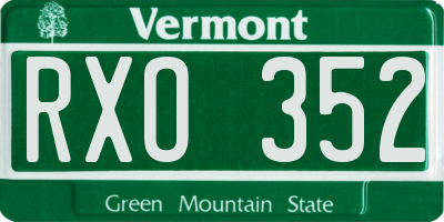 VT license plate RXO352