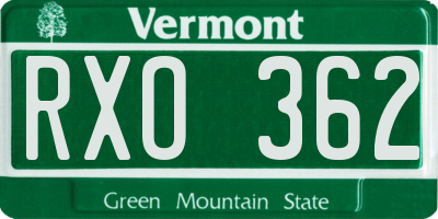 VT license plate RXO362