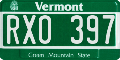 VT license plate RXO397